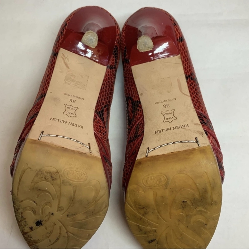 Karen Millen Red High Heel Peep Toe, Size 38 - Picture 4 of 9